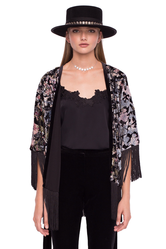 Sequins and fringe jacket | j9962 | NISSA