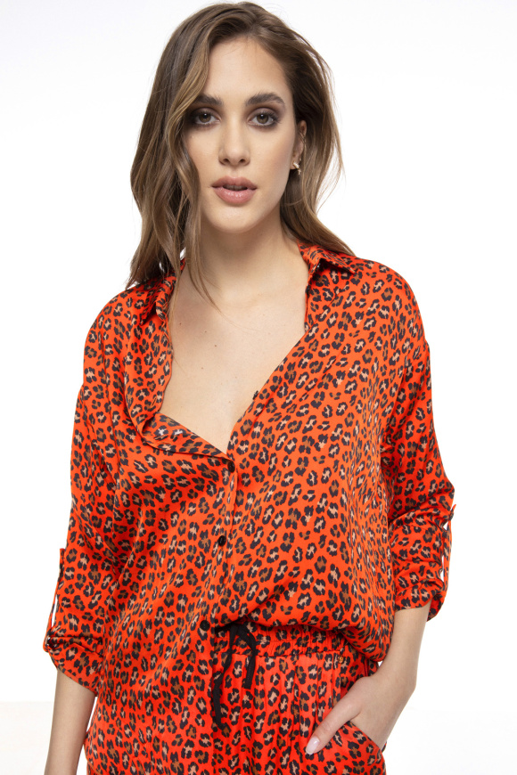 Leopard-print viscose shirt