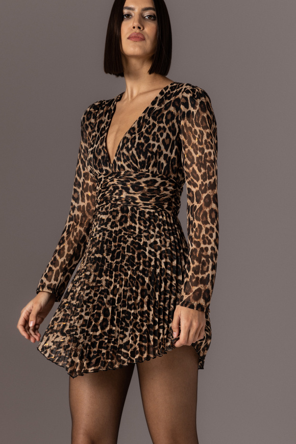 Leopard-print mini dress