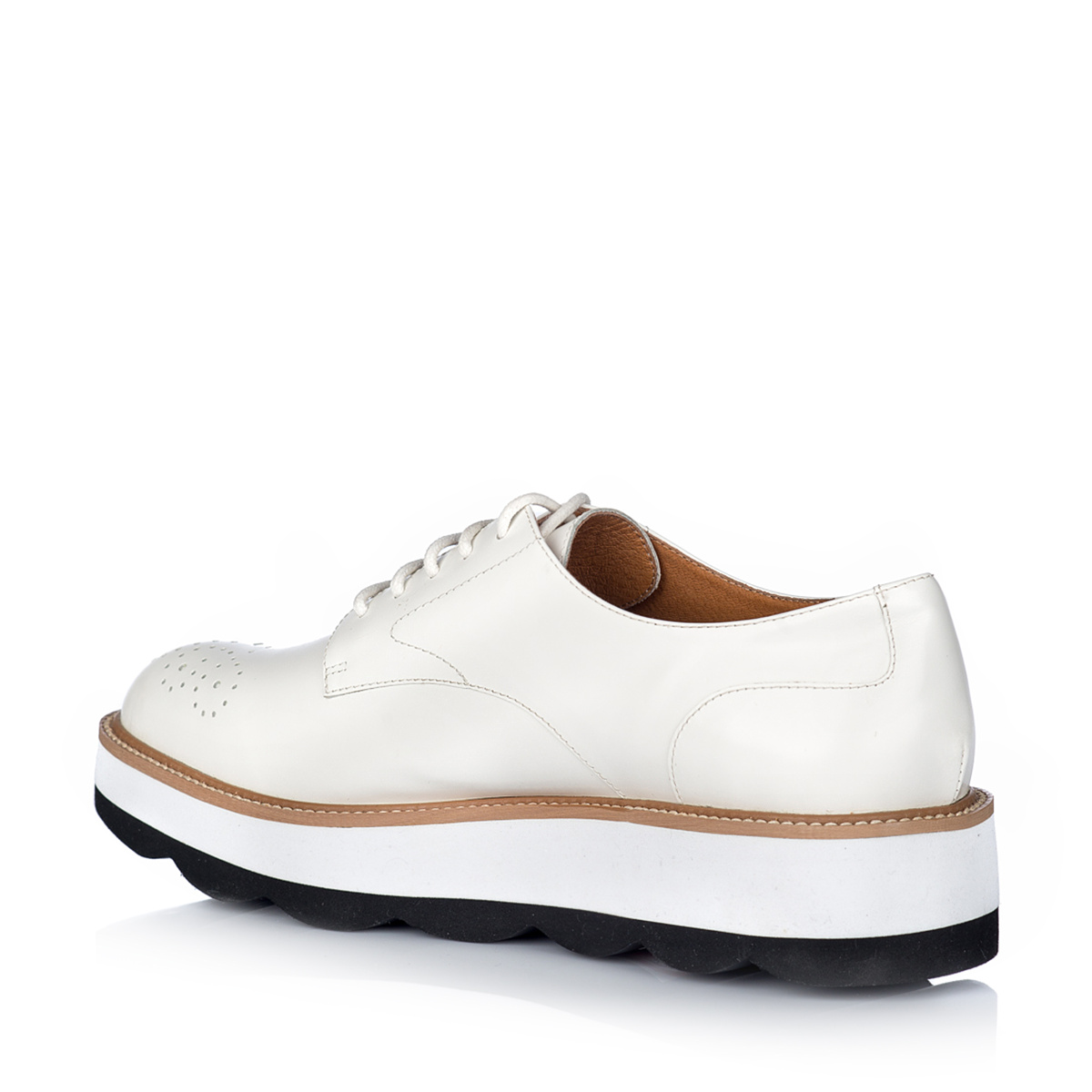 Platform brogues in white leather 