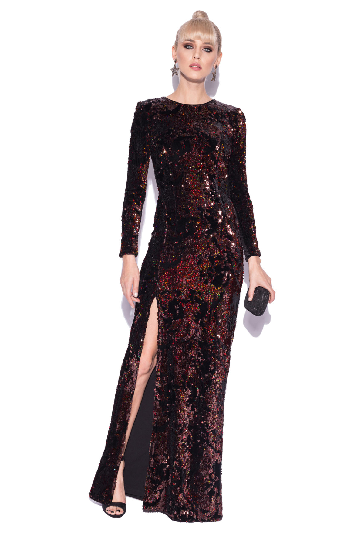 Long sequin dress with side split 