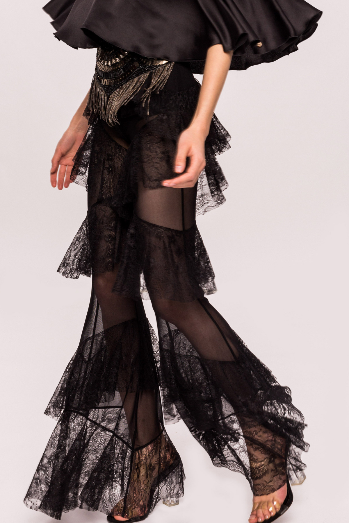 Transparent lace ruffles pants | p10807 