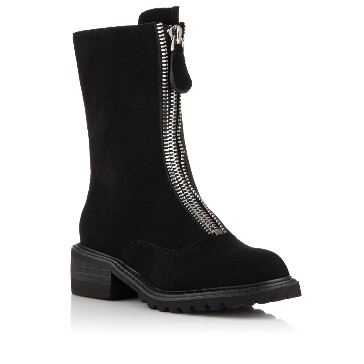 Leather ankle boots with track sole 