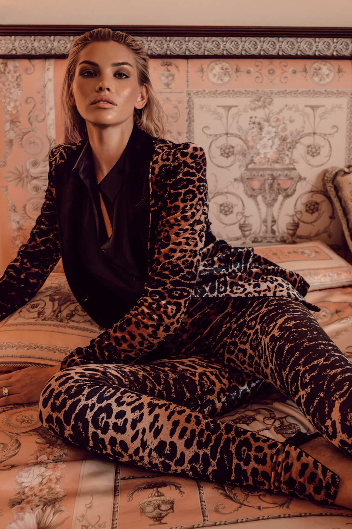 leopard velvet blazer